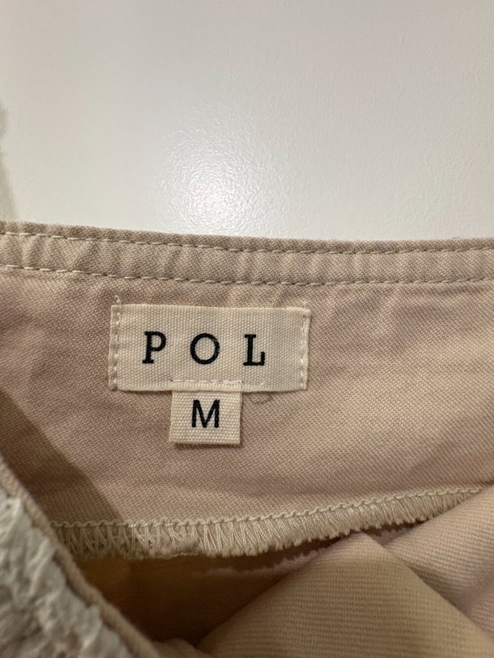 POL size Medium Light Tan Patchwork Overalls - Picture 2 of 9
